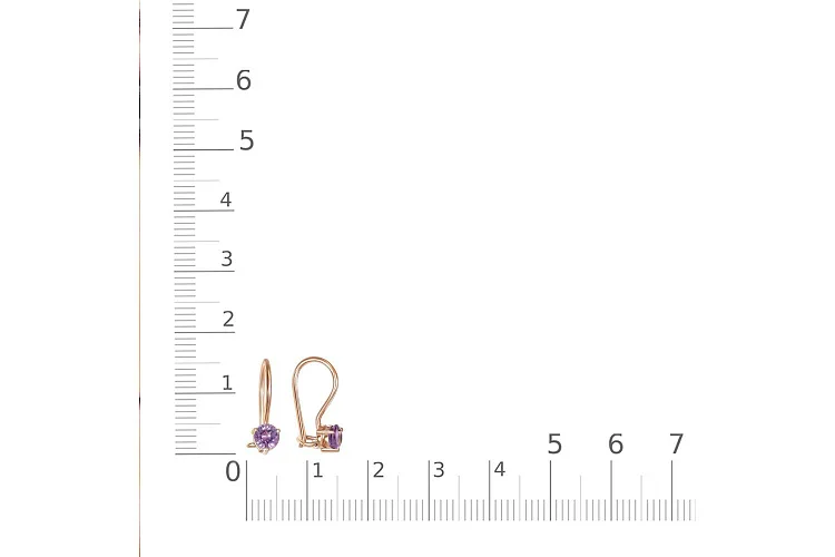 Детские серьги из красного золота с 2 аметистами