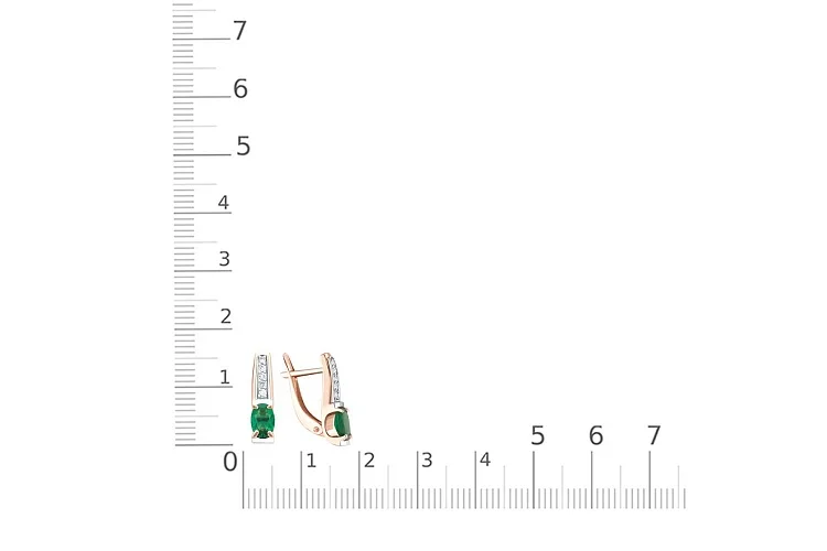 Серьги из красного золота с 2 изумрудами и 10 бриллиантами