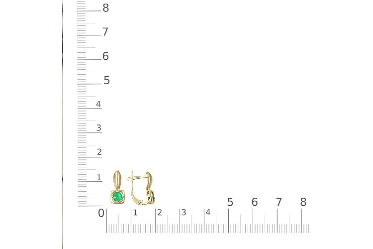 Серьги из жёлтого золота с 2 изумрудами