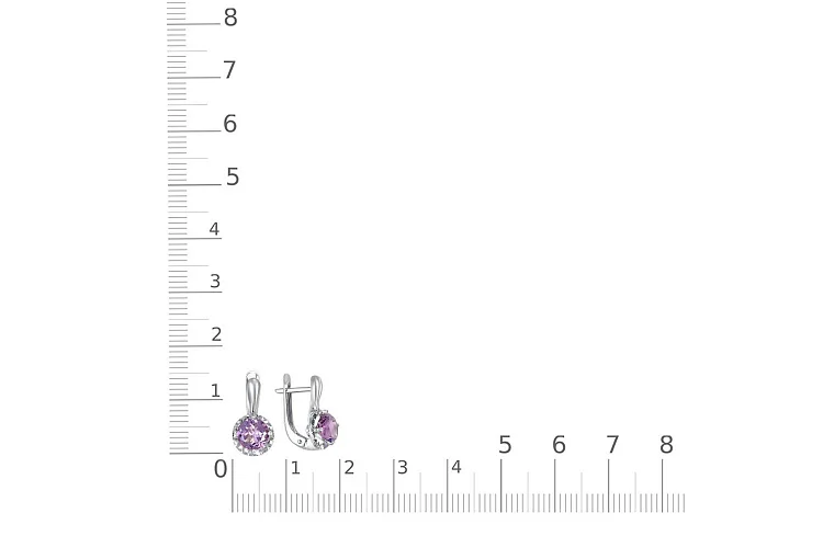 Серьги из белого золота с 2 аметистами