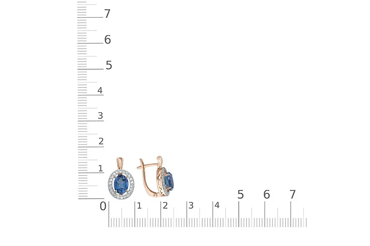 Серьги из красного золота с 2 топазами лондон и 44 фианитами