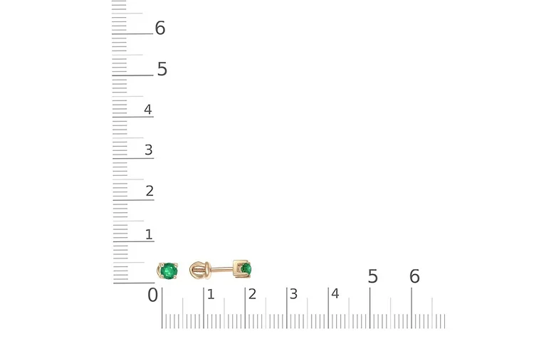 Серьги-пусеты из жёлтого золота с 2 изумрудами