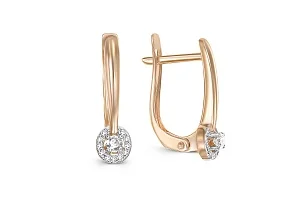 Серьги из красного золота с 24 фианитами