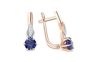 Серьги из красного золота с 2 сапфирами и 6 бриллиантами