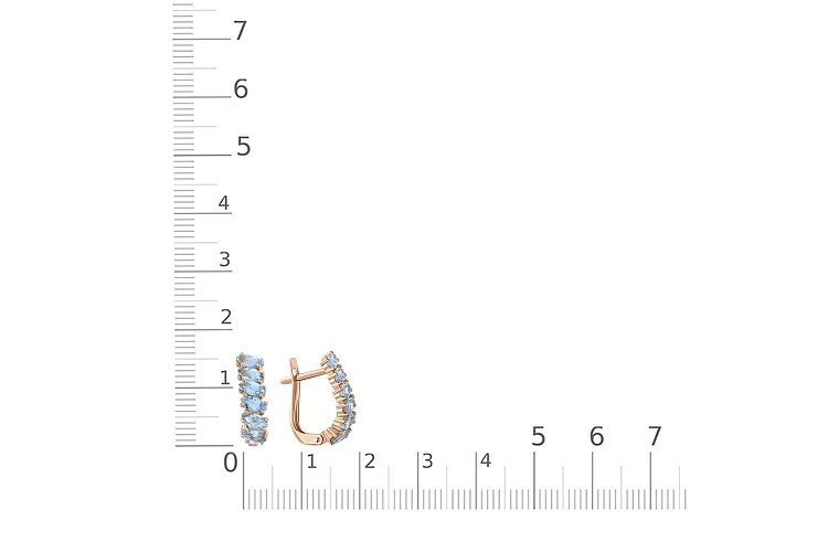 Серьги Дорожки из красного золота с 12 топазами sky