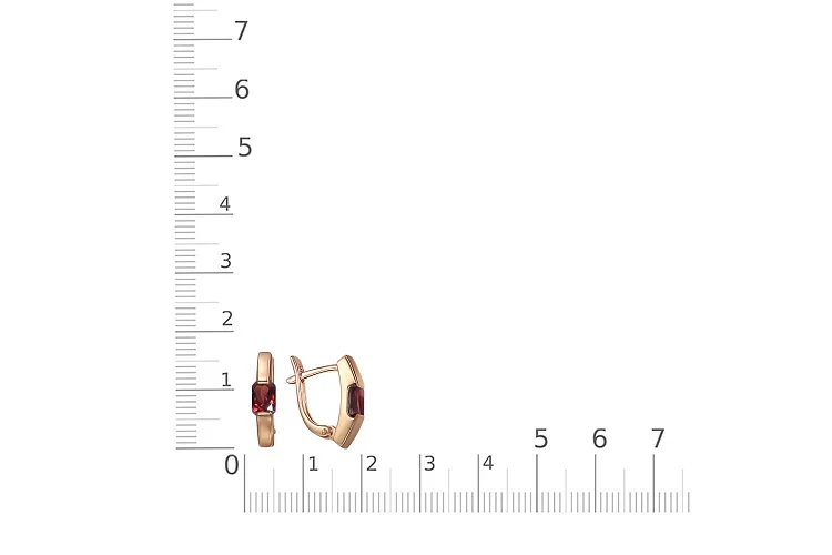 Серьги из красного золота с 2 гранатами