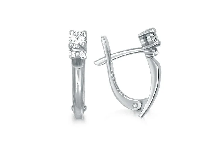 Серьги из белого золота с 6 бриллиантами