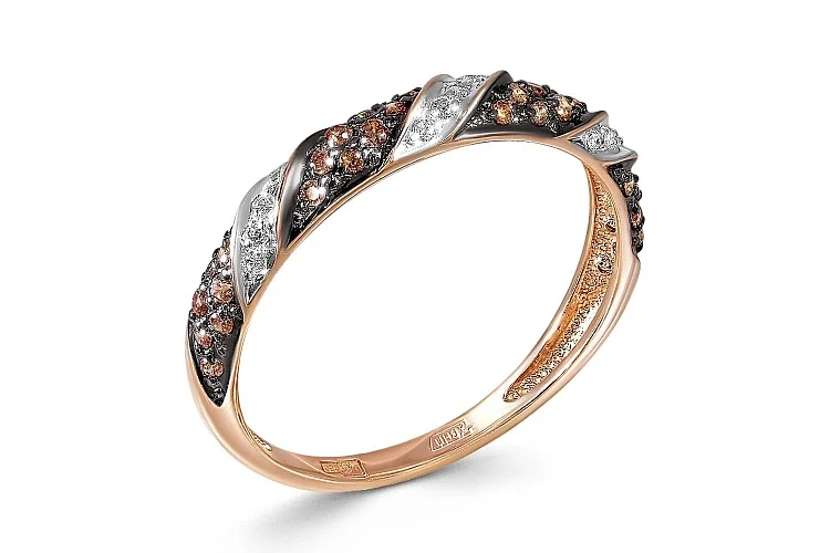 Кольцо из красного золота с 47 фианитами