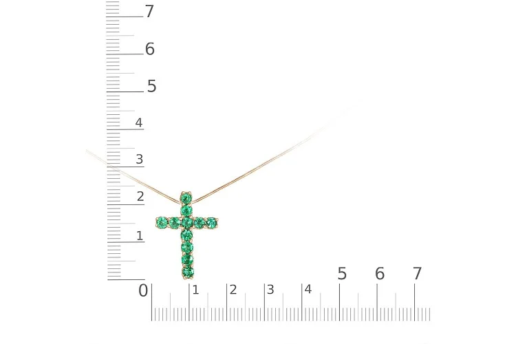 Колье Крест из красного золота с 11 изумрудами