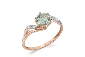 Кольцо из красного золота с аметистом и 10 фианитами