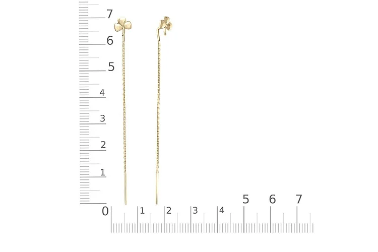 Серьги-продёвки Клевер из жёлтого золота без вставок