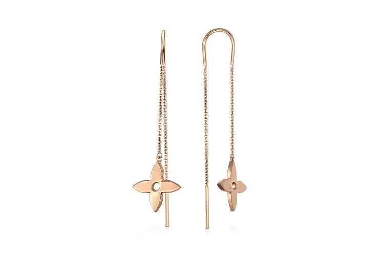 Серьги-продёвки Цветы из красного золота без вставок