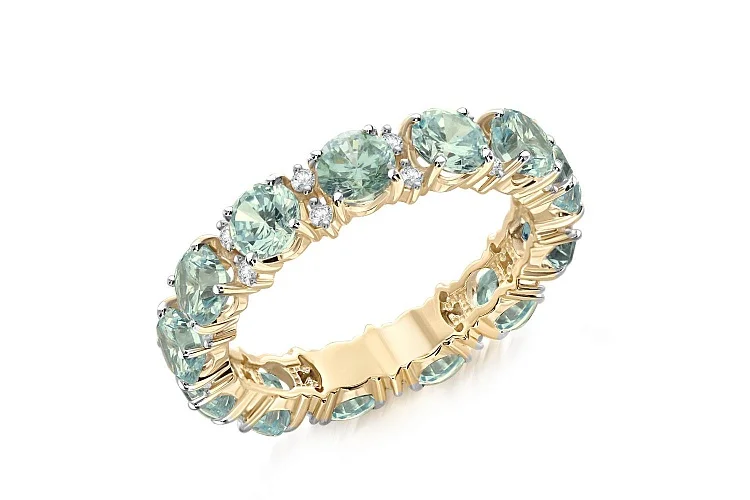 Кольцо Дорожка из жёлтого золота с 13 циркониями и 26 фианитами