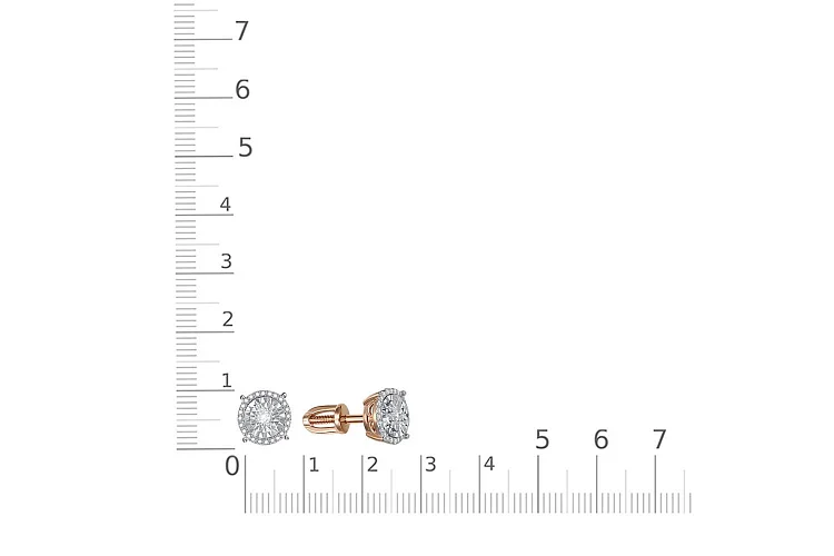 Серьги-пусеты из красного золота с 50 бриллиантами