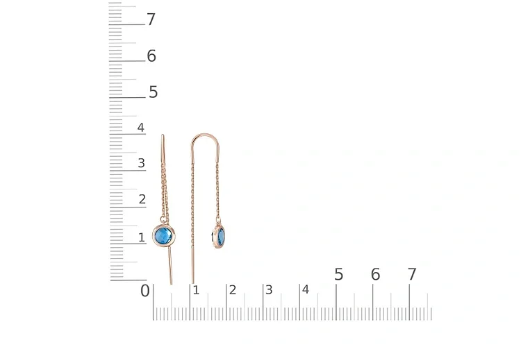 Серьги-продёвки из красного золота с 2 топазами swiss