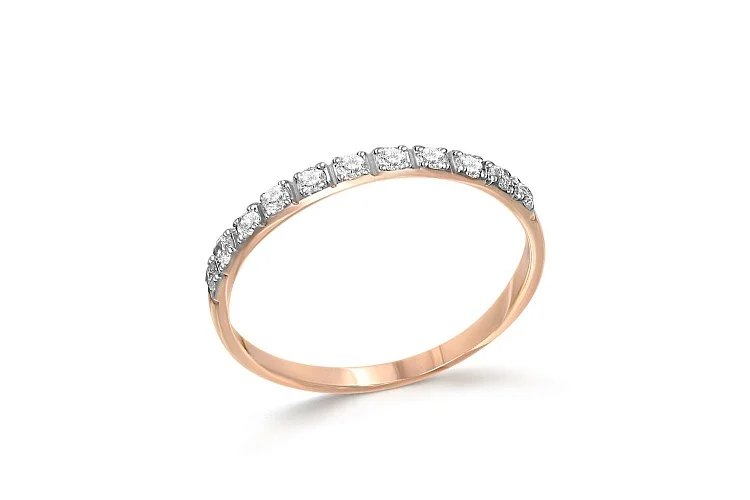 Кольцо Дорожка из красного золота с 13 фианитами