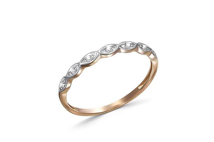 Кольцо Дорожка из красного золота с 7 фианитами