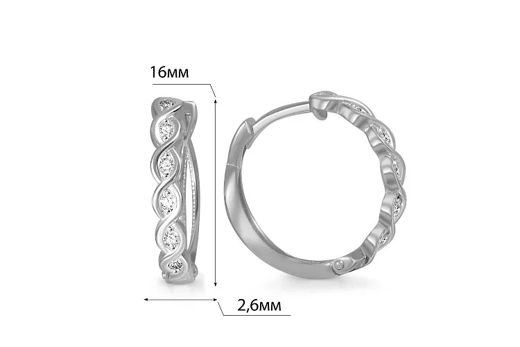 Серьги Дорожки из белого золота с 12 бриллиантами