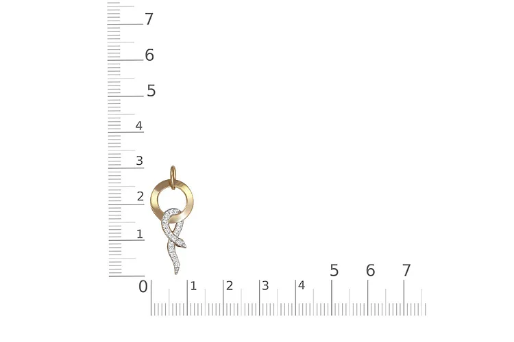 Подвеска Змея из жёлтого золота с 17 фианитами