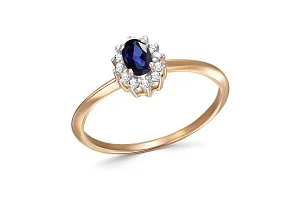 Кольцо из красного золота с сапфиром и 12 бриллиантами