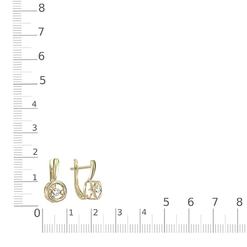 Серьги из жёлтого золота с 2 фианитами