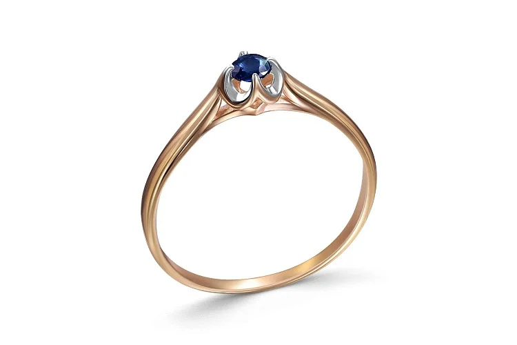 Кольцо из красного золота с сапфиром
