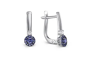 Серьги из белого золота с 28 фианитами
