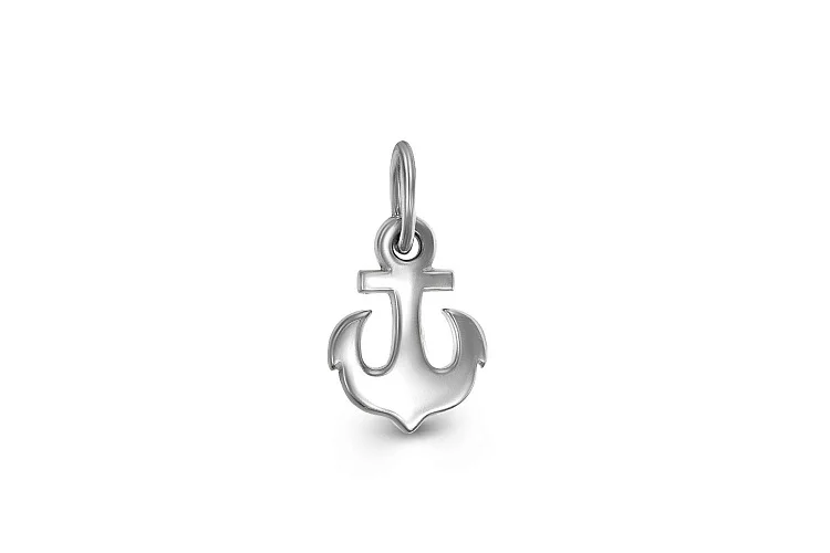 Подвеска Якорь из белого золота без вставок