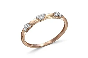 Кольцо из красного золота с 9 фианитами