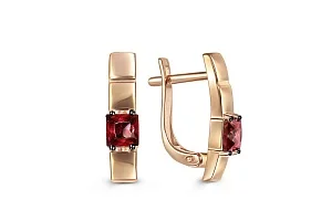 Серьги из красного золота с 2 гранатами