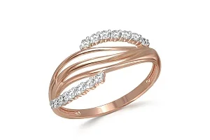 Кольцо дорожка из красного золота с 14 фианитами