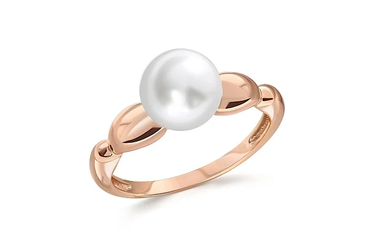 Кольцо из красного золота с жемчугом