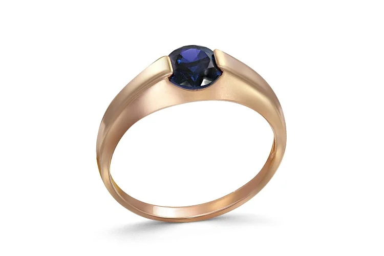 Кольцо из красного золота с сапфиром