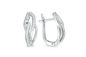 Серьги из белого золота с 40 фианитами