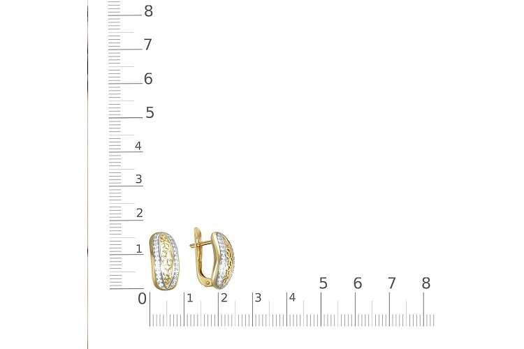 Серьги из жёлтого золота с 52 фианитами