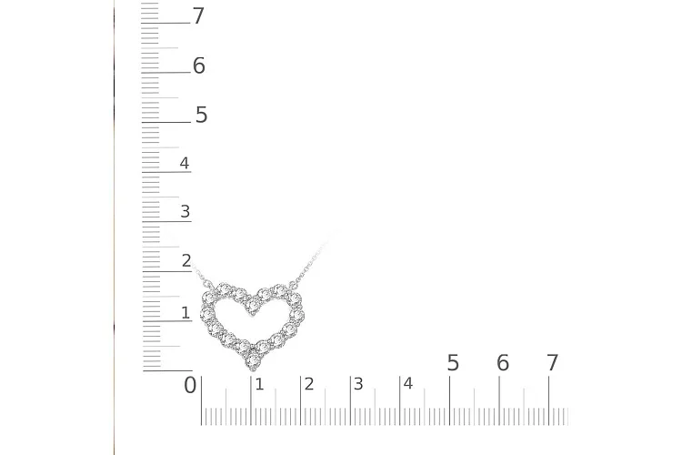 Колье Сердце из белого золота с 16 фианитами