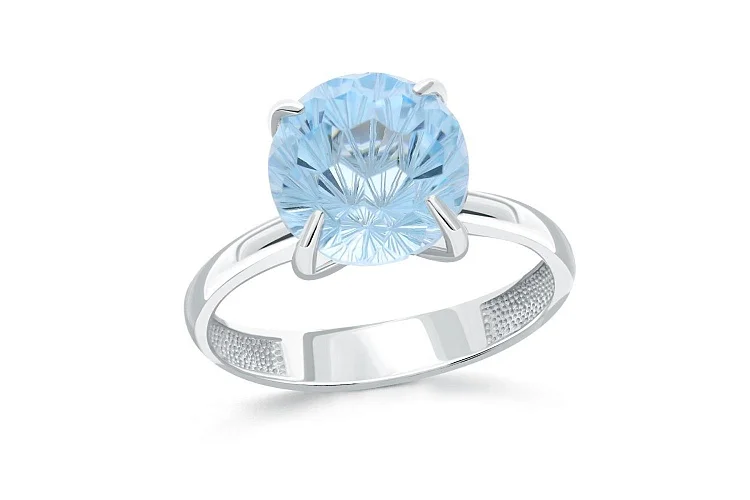 Кольцо из белого золота с топазом sky