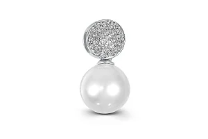 Подвеска из белого золота с жемчугом и 31 фианитами