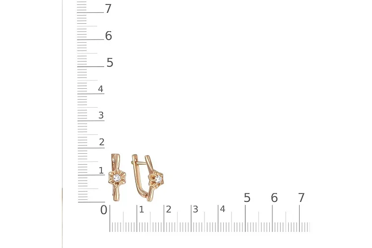 Серьги Цветы из красного золота с 2 бриллиантами