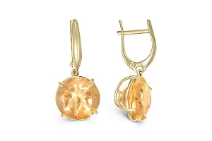 Серьги из жёлтого золота с 2 цитринами