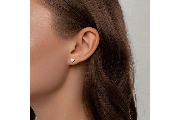 Серьги-пусеты из красного золота с перламутром