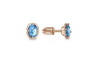 Серьги-пусеты из красного золота с 2 топазами swiss