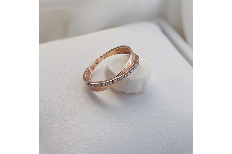 Кольцо Дорожка из красного золота с 17 бриллиантами