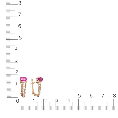 Серьги из красного золота с 2 рубинами и 12 бриллиантами