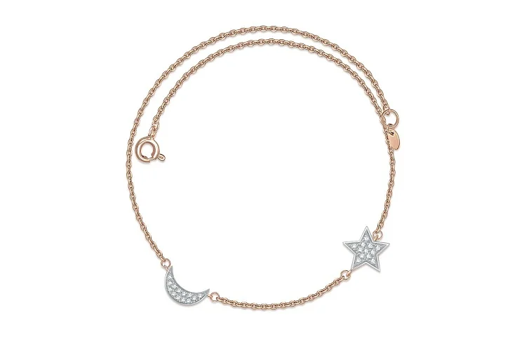 Колье Звезда из красного золота с 25 фианитами