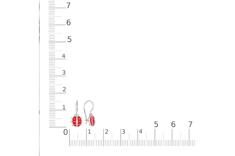 Детские серьги Божьи коровки из белого золота без вставок