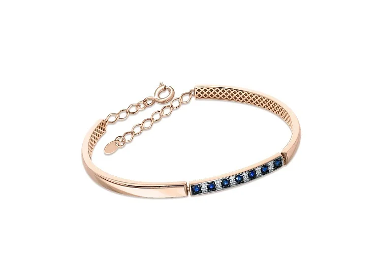 Браслет из красного золота с 7 сапфирами и 12 бриллиантами