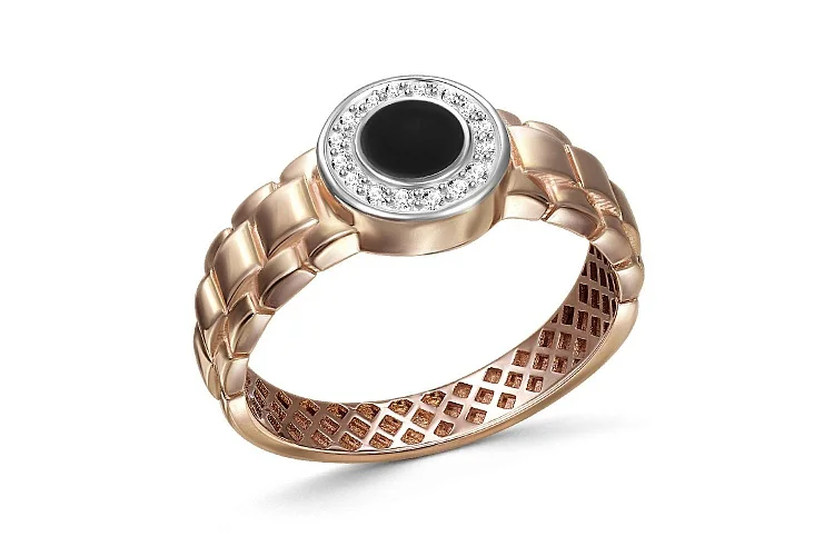 Печатка из красного золота с 16 бриллиантами