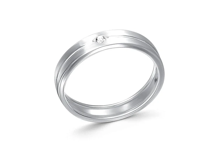 Обручальное кольцо из белого золота с бриллиантом
