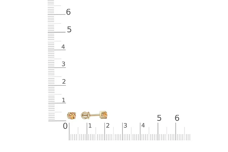 Серьги-пусеты из жёлтого золота с 2 цитринами